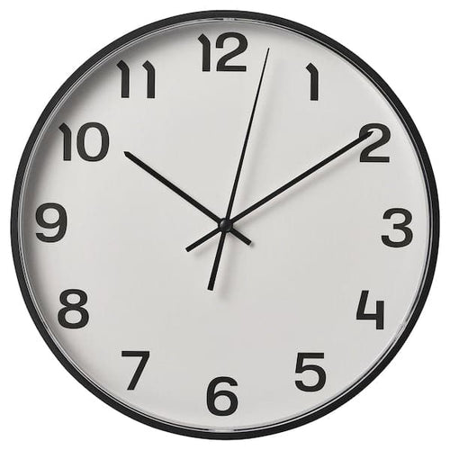 PLUTTIS - Wall clock, low-voltage/black, 28 cm