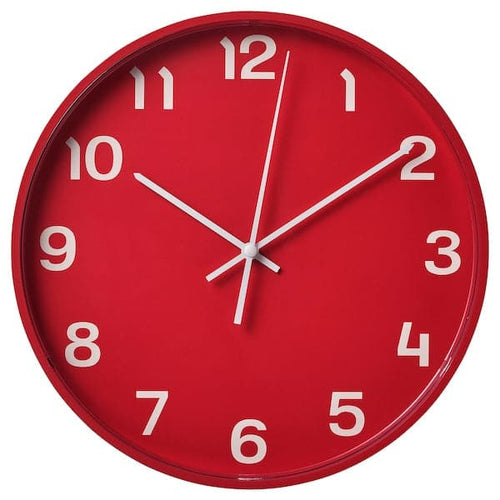 PLUTTIS - Wall clock, low-voltage/red, 28 cm