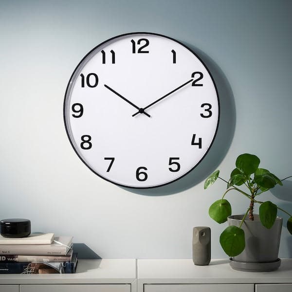 PLUTTIS - Wall clock, black, 52 cm - best price from Maltashopper.com 70511724