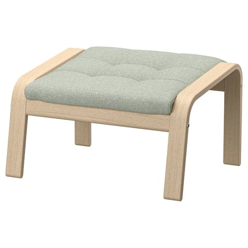 POÄNG - Footstool, veneered oak mord white/Gunnared light green ,