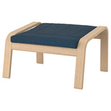 POÄNG footstool, white stained oak veneer/Hillared dark blue, 68x39x54 cm