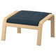 POÄNG footstool, birch veneer/Hillared dark blue, 68x39x54 cm