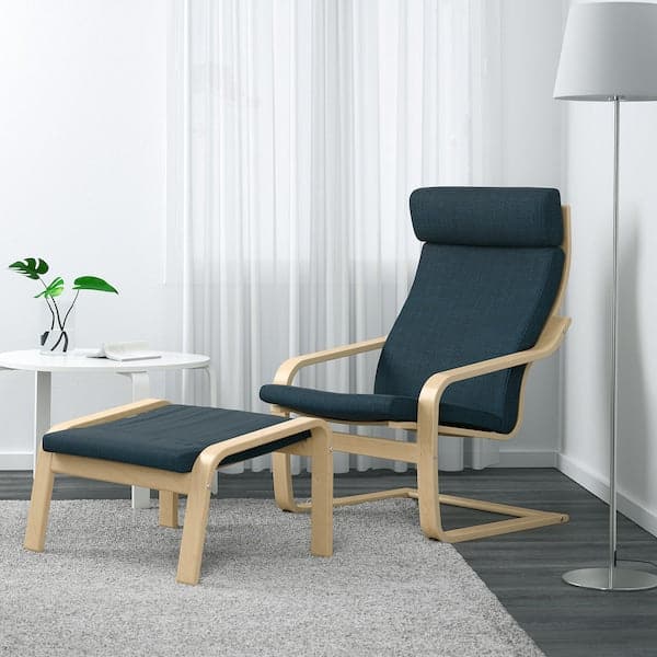 POÄNG Footrest - birch veneer/Dark blue Hillared , - best price from Maltashopper.com 29197888