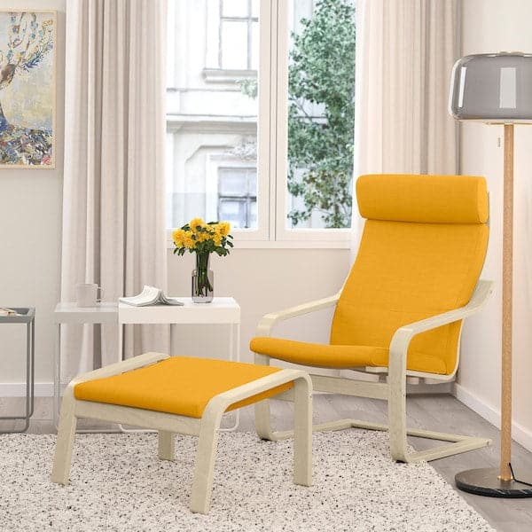 POÄNG Footstool - birch veneer/Yellow Skiftebo , - best price from Maltashopper.com 89387277