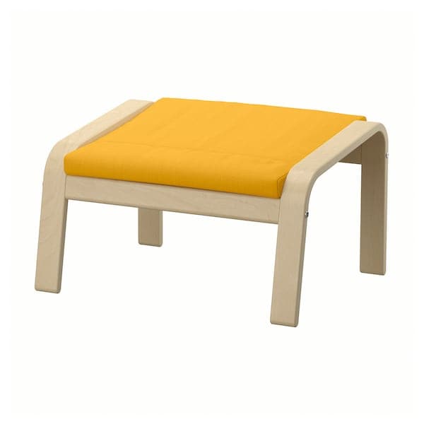 POÄNG Footstool - birch veneer/Yellow Skiftebo ,