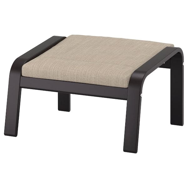 Ikea POÄNG Footstool - black-brown/Hillared beige ,