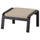 POÄNG footstool, black-brown/Hillared beige, 68x39x54 cm