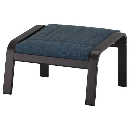 Ikea POÄNG Footstool - black-brown/Hillared dark blue ,
