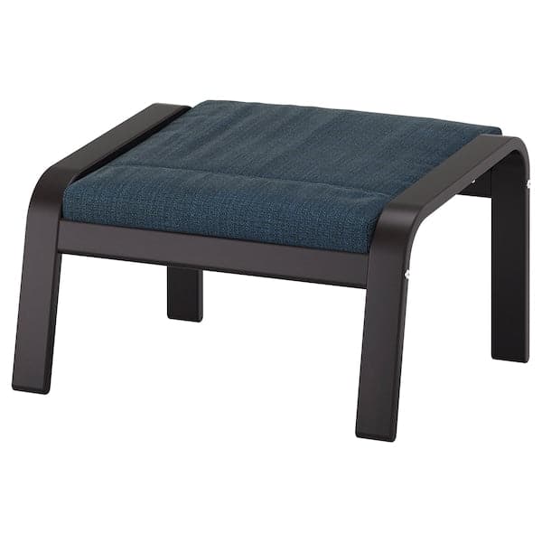 POÄNG Footstool - black-brown/Hillared dark blue ,