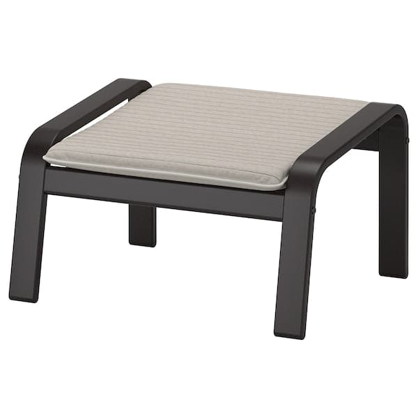 POÄNG Footrest - brown-black/Knisa light beige ,