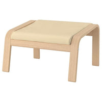 POÄNG - Armchair and footstool, oak veneer mord white/Glose ivory , - best price from Maltashopper.com 69484359