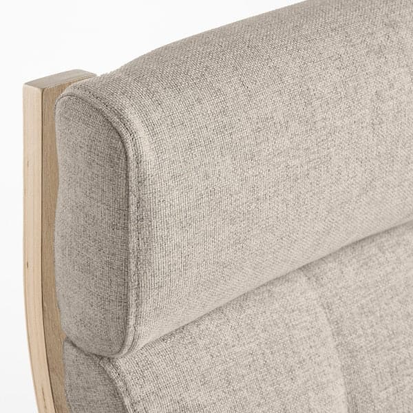Ikea POÄNG - Armchair and footstool, mord white oak veneer/Gunnared beige ,