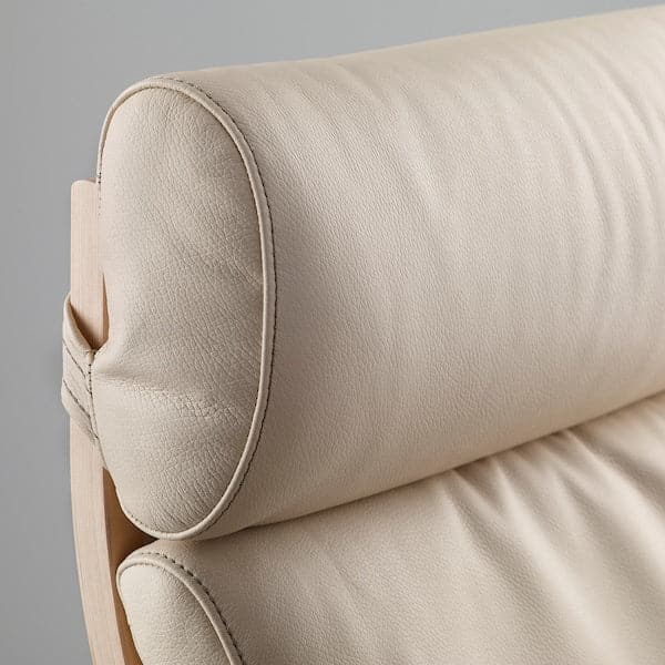 POÄNG - Armchair and footstool, birch veneer/ivory glose , - best price from Maltashopper.com 79551070