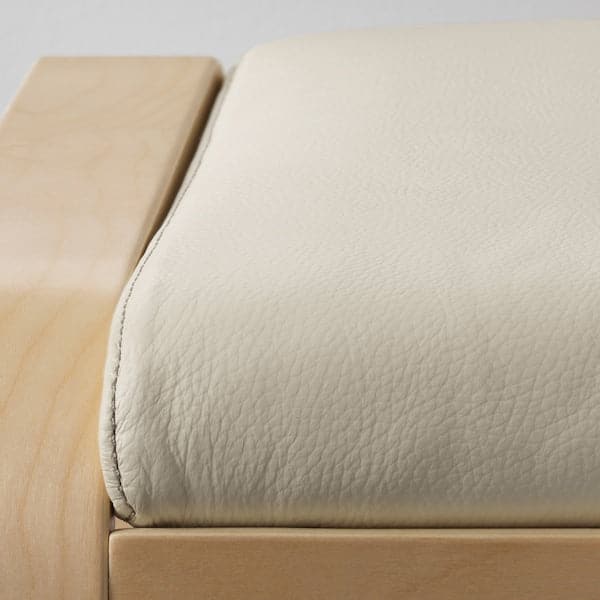 POÄNG - Armchair and footstool, birch veneer/ivory glose , - best price from Maltashopper.com 79551070