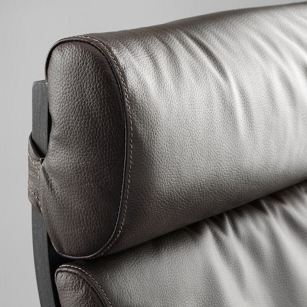 Ikea POÄNG - Armchair and footstool, black-brown/Glose brown