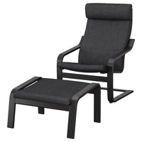 POÄNG armchair and footstool, black-brown/Hillared anthracite
