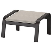 POÄNG Armchair and footstool - black-brown/Knisa light beige , - best price from Maltashopper.com 19484234