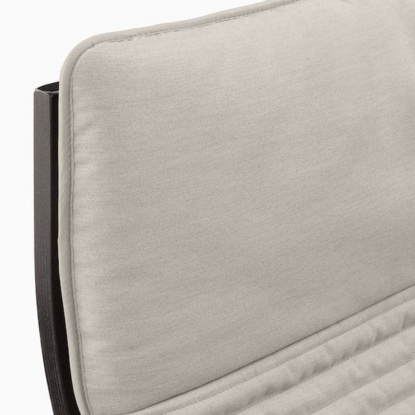 Ikea POÄNG Armchair and footstool - black-brown/Knisa light beige ,