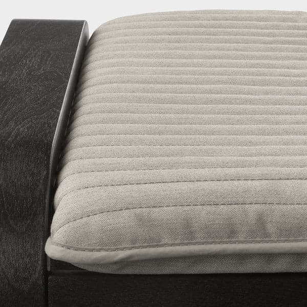 Ikea POÄNG Armchair and footstool - black-brown/Knisa light beige ,