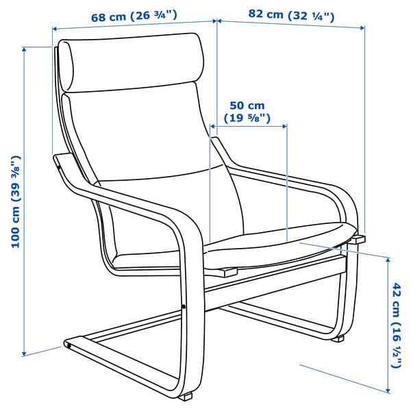 POÄNG - Armchair, veneered oak mord white/Glose ivory , - best price from Maltashopper.com 99286602