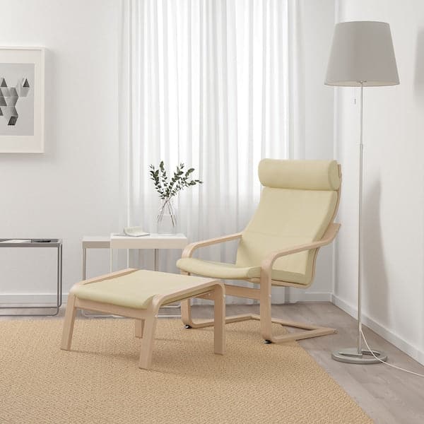 Ikea POÄNG - Armchair, veneered oak mord white/Glose ivory ,