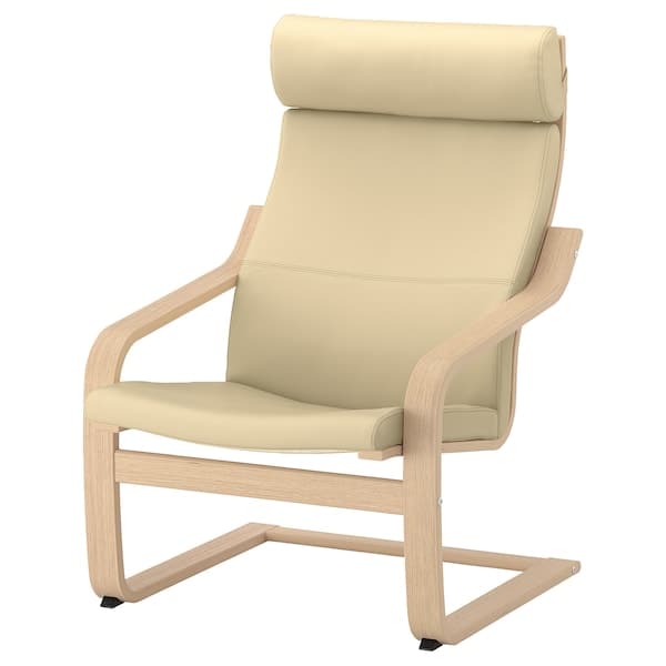 Ikea POÄNG - Armchair, veneered oak mord white/Glose ivory ,