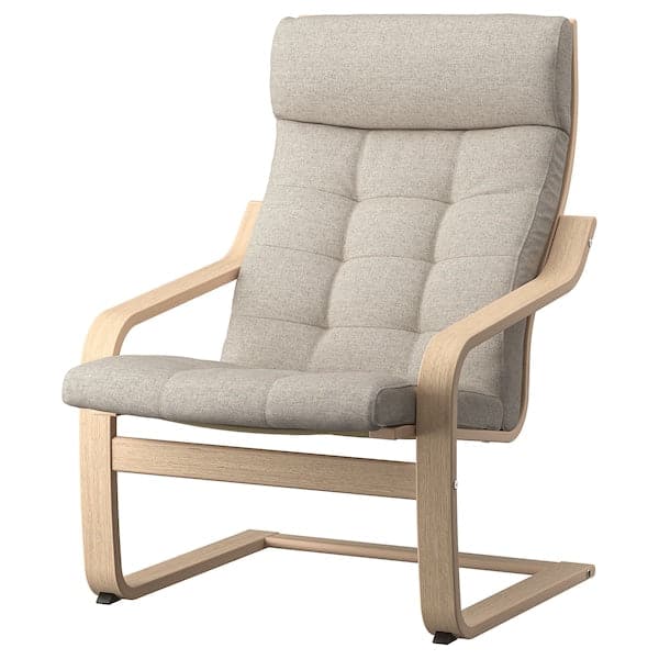 POÄNG - Armchair, mord white oak veneer/Gunnared beige ,