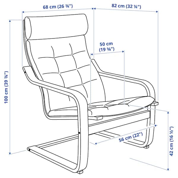 POÄNG - Armchair, oak veneer mord white/Gunnared dark grey , - best price from Maltashopper.com 99502074