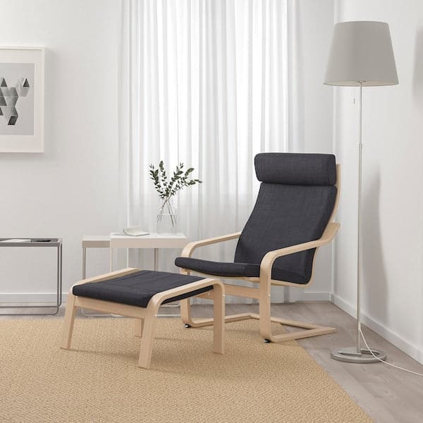 Ikea POÄNG Armchair - veneered white mord oak/Hillared anthracite ,