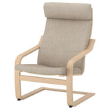 POÄNG armchair, white stained oak veneer/Hillared beige, 68x100x82 cm