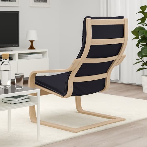 Ikea POÄNG Armchair - veneered black mord oak/Knisa ,