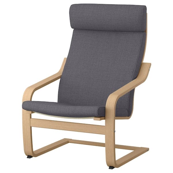 Ikea POÄNG Armchair - mord oak veneer white/Skiftebo dark grey ,