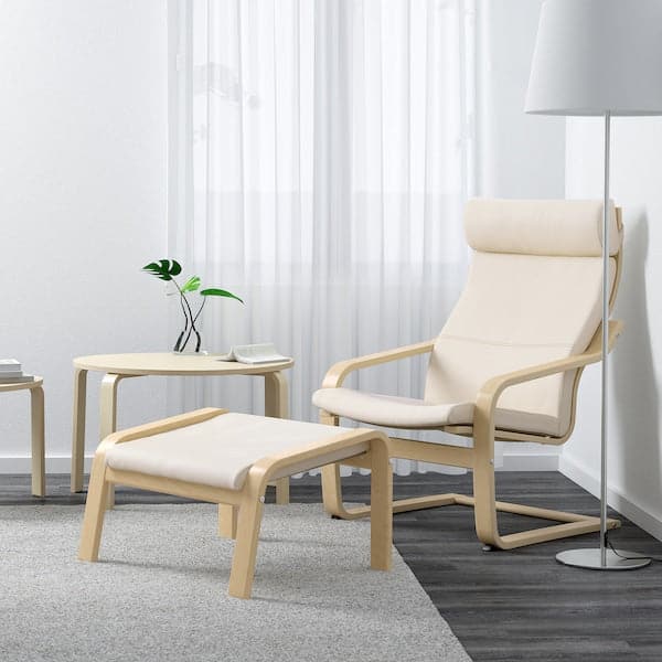 Ikea POÄNG - Armchair, birch veneer/ivory glose ,