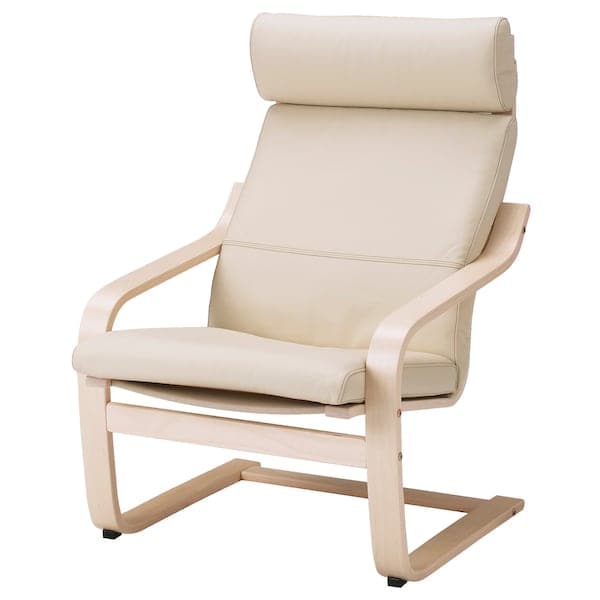 POÄNG - Armchair, birch veneer/ivory glose ,