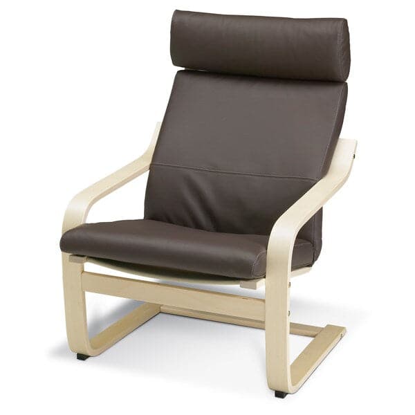 POÄNG - Armchair, birch veneer/dark brown glose ,