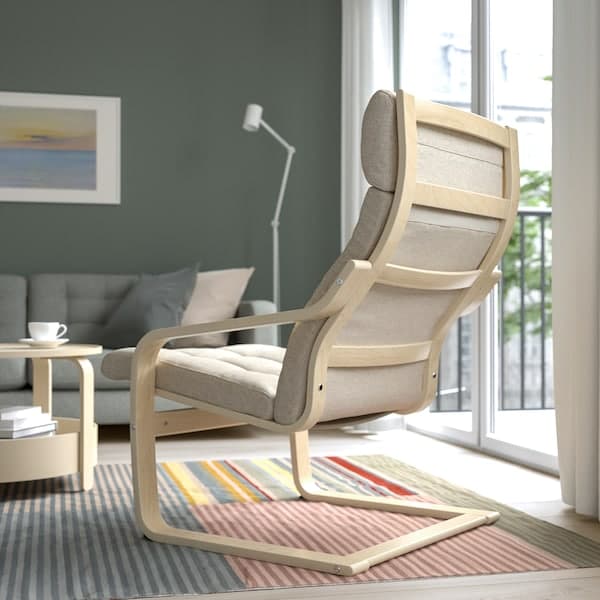 POÄNG - Armchair, birch veneer/Gunnared beige , - best price from Maltashopper.com 59514385