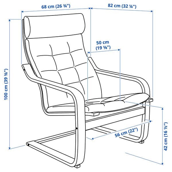POÄNG - Armchair, birch veneer/Gunnared dark grey , - best price from Maltashopper.com 89502055