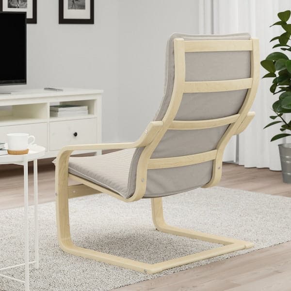 POÄNG Armchair - birch veneer/Light beige Knisa , - Premium Arm Chairs, Recliners & Sleeper Chairs from Ikea - Just €103.99! Shop now at Maltashopper.com