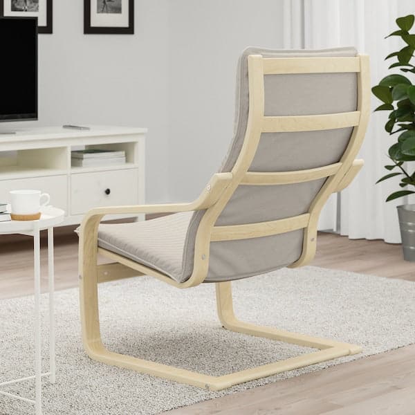 Ikea POÄNG Armchair - birch veneer/Light beige Knisa ,