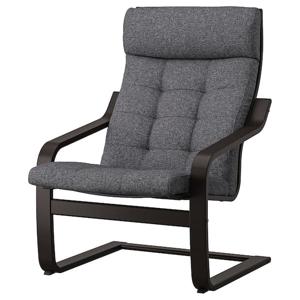 POÄNG - Armchair, Brown/Black/Gunnared Grey ,