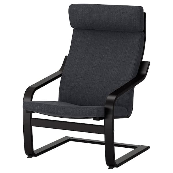 POÄNG Armchair - brown-black/Hillared anthracite ,