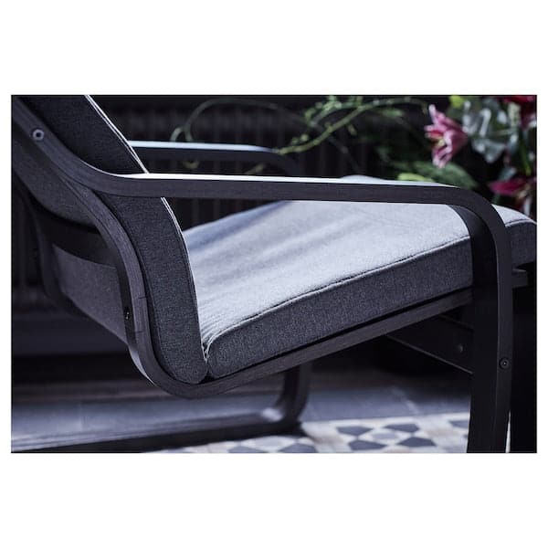 Ikea POÄNG Armchair - brown-black/Hillared anthracite ,