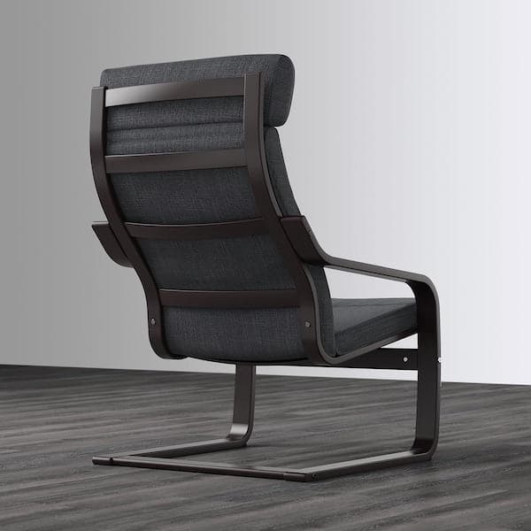 Ikea POÄNG Armchair - brown-black/Hillared anthracite ,