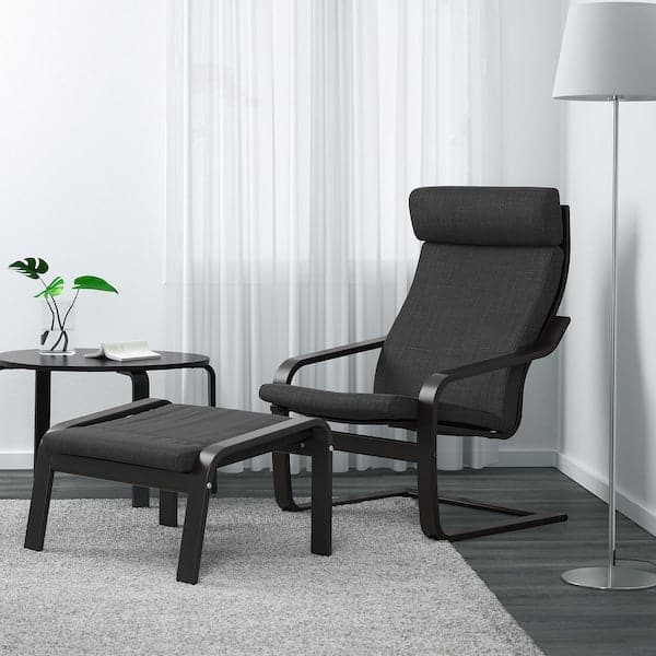 Ikea POÄNG Armchair - brown-black/Hillared anthracite ,