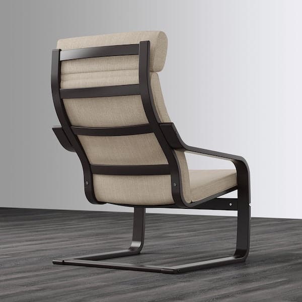Ikea POÄNG Armchair - brown-black/Hillared beige ,