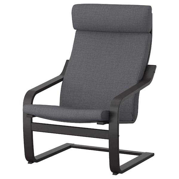 POÄNG Armchair - black-brown/Skiftebo dark grey ,