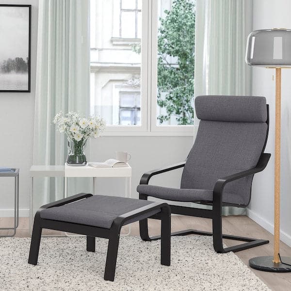 Ikea POÄNG Armchair - black-brown/Skiftebo dark grey ,