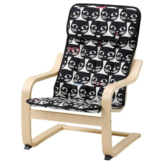 Ikea POÄNG Armchair - birch veneer/Gisslarp cat pattern