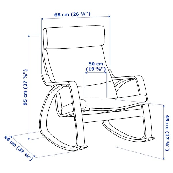 Ikea POÄNG - Rocking chair, veneered oak mord white/Glose ivory ,
