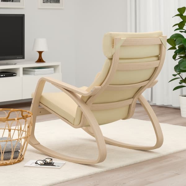 Ikea POÄNG - Rocking chair, veneered oak mord white/Glose ivory ,